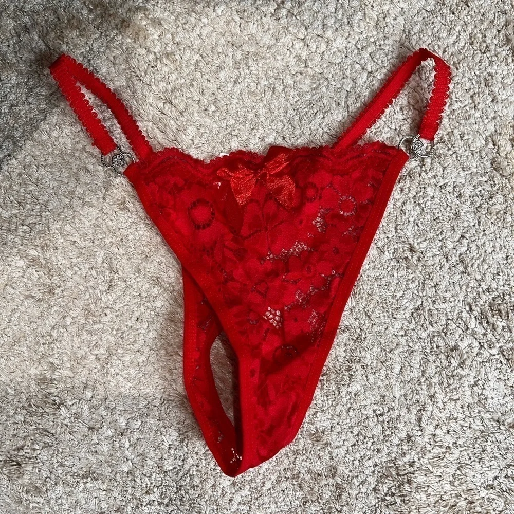 Premium red lace thongs
